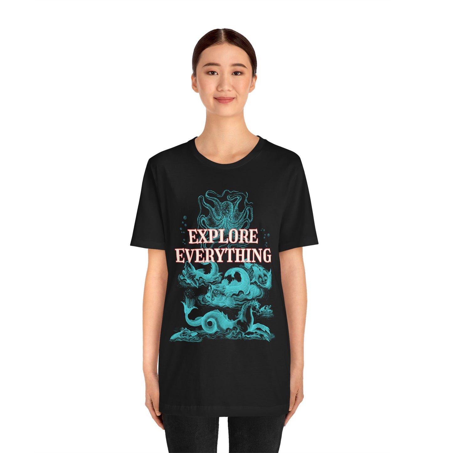 Explore the depth and the monsters that therin lurks - big print tee