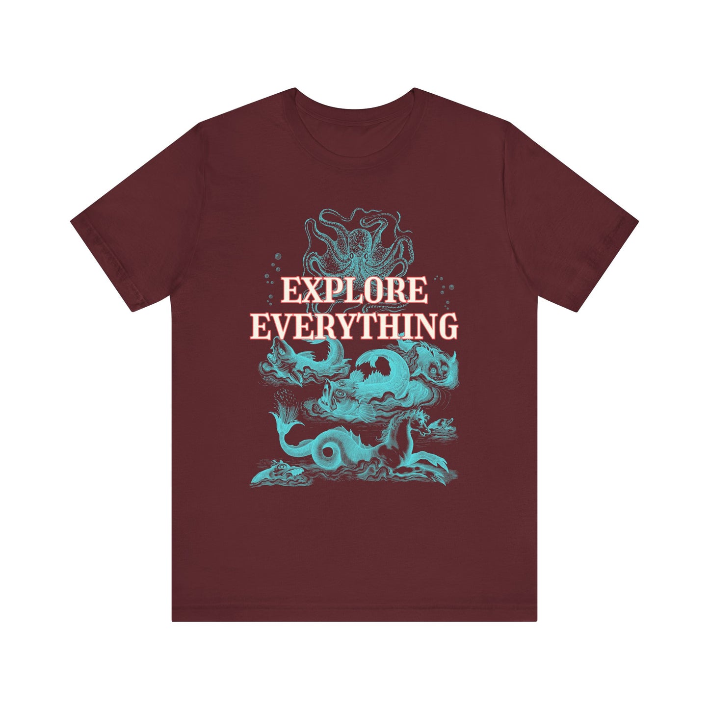 Explore the depth and the monsters that therin lurks - big print tee