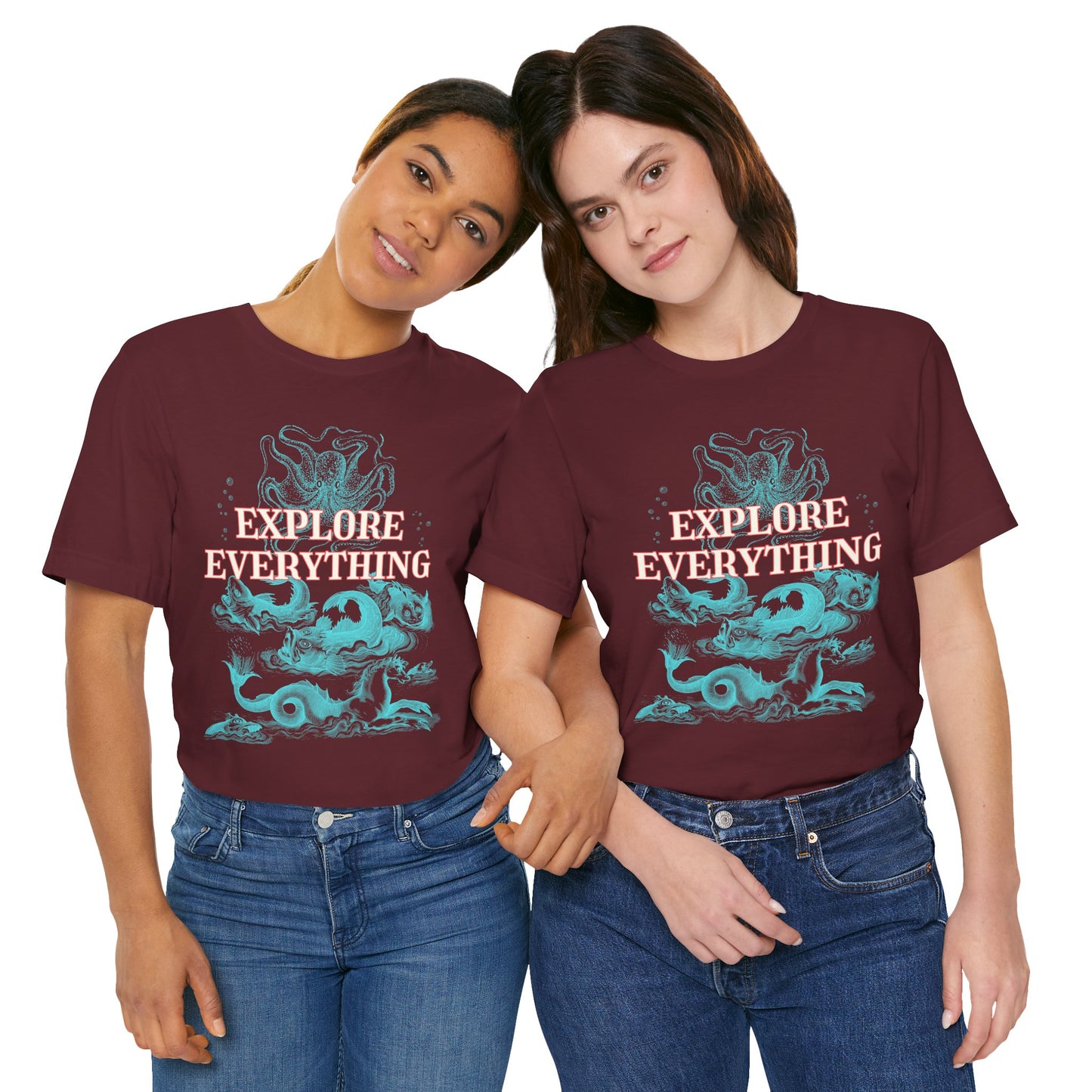 Explore the depth and the monsters that therin lurks - big print tee
