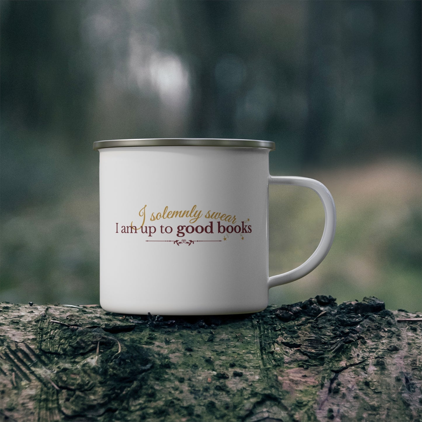 I solemnly swear I am up to good books - Enamel Camping Mug