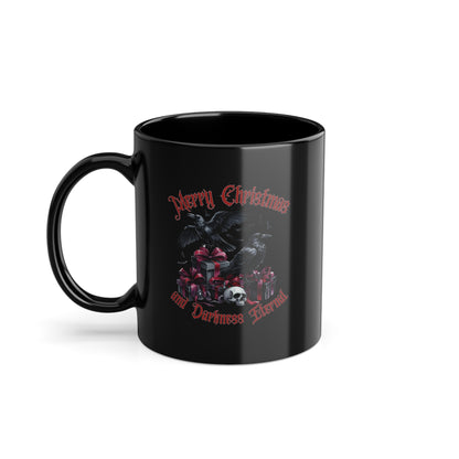 Merry Christmas and Darkness Eternal Black Raven Mug