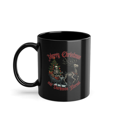 Merry Christmas and Darkness Eternal Black Skeleton Mug