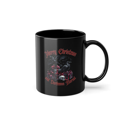Merry Christmas and Darkness Eternal Black Raven Mug