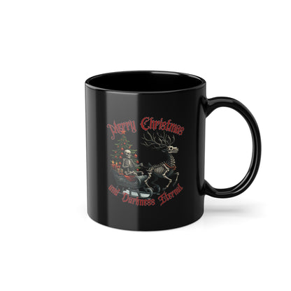 Merry Christmas and Darkness Eternal Black Skeleton Mug